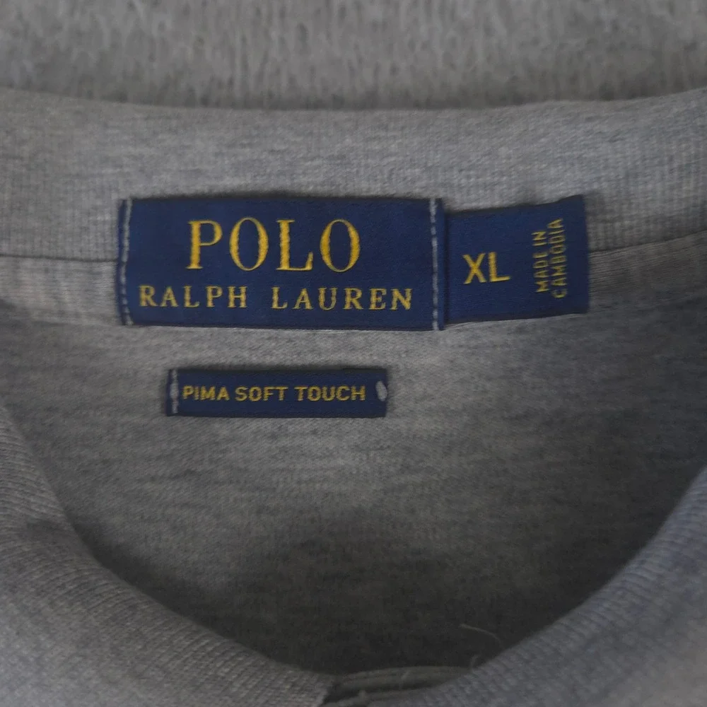 Polo Ralph Lauren Polo Shirt Mens XL Grey Pima Soft Touch Short Sleeve‎ Cotton